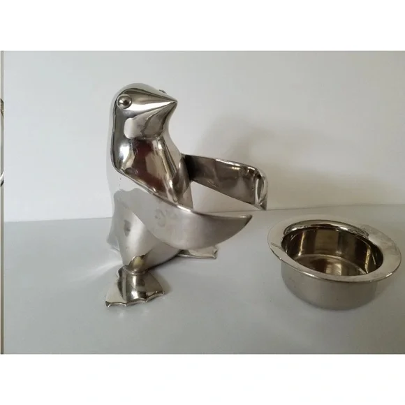 Vintage Restoration Hardware Silver Plated Penguin Serving Up a Candle Holder - Picture 3 of 6